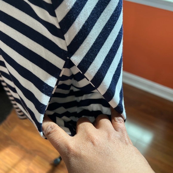 (D29) ModCloth/Monteau Navy & White Striped Coach Tour Dress - Picture 4 of 7